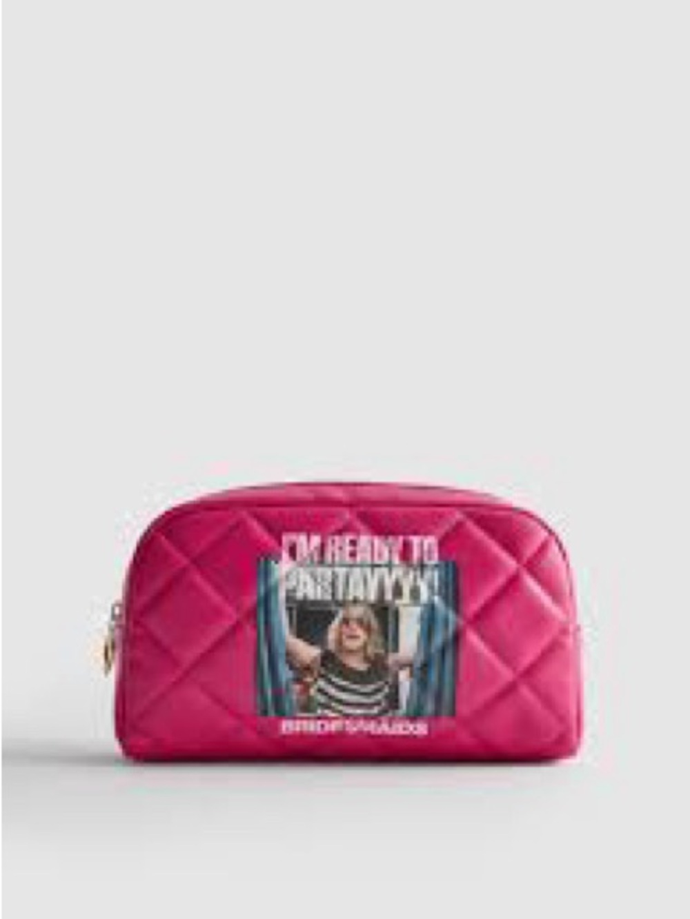Primark Quilted Hot Pink Cosmetic Bag with Photo Patch